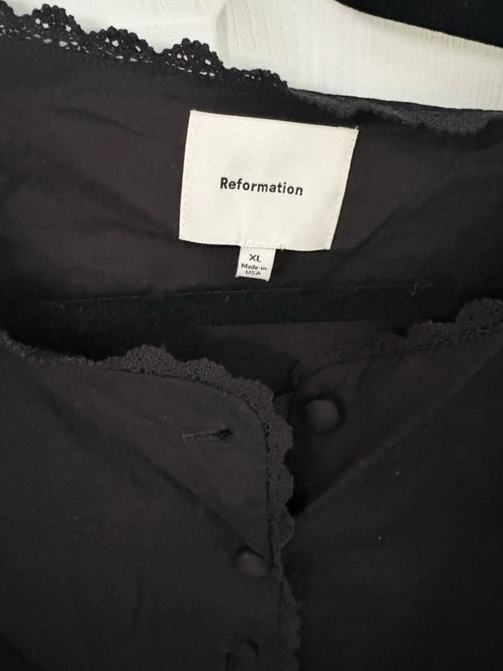 Reformation Black Lace-Trim Button Blouse - Picture 2 of 3